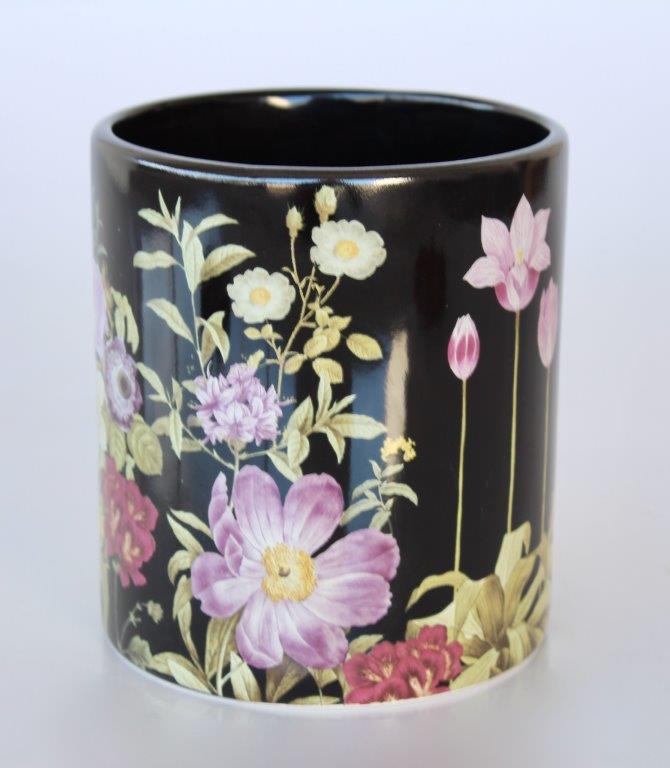 BLACK & PURPLE FLOWER PLANTER  14X13CM
